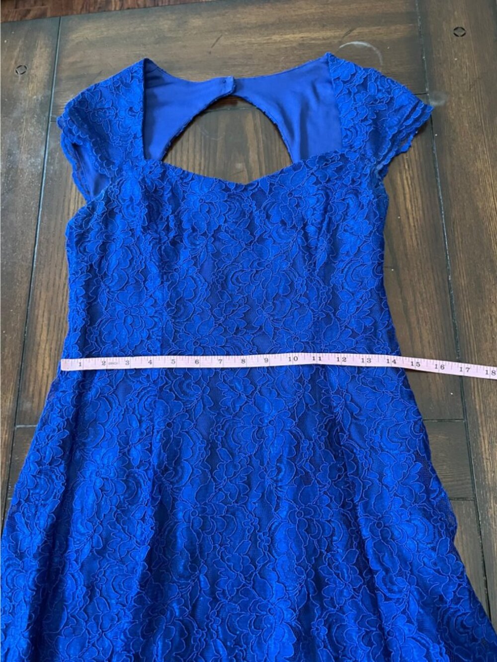 Lauren Ralph Lauren Evening Blue Lace Lined Cocktail Dress Date Open Back 8 - Picture 10 of 13